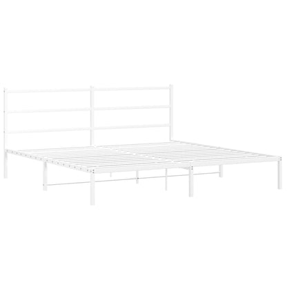 Bedframe Metaal 193 x 203 cm Wit met hoofdbord