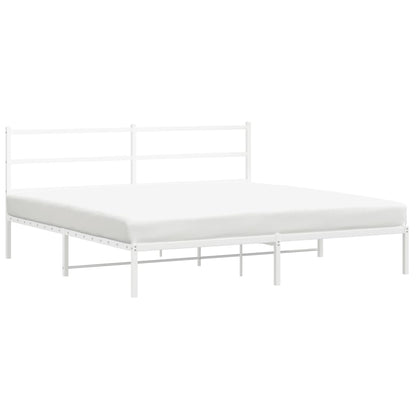 Bedframe Metaal 193 x 203 cm Wit met hoofdbord
