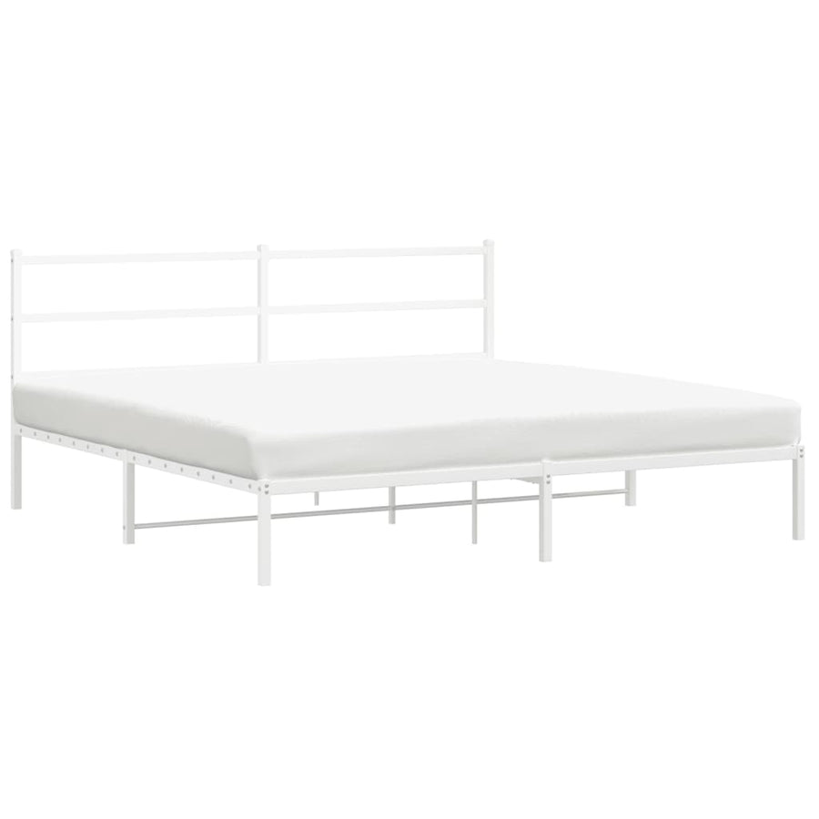 Bedframe Metaal 193 x 203 cm Wit met hoofdbord