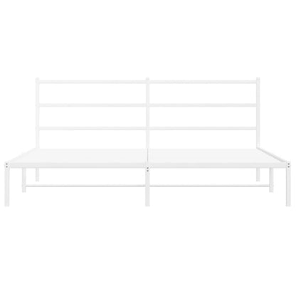 Bedframe Metaal 193 x 203 cm Wit met hoofdbord