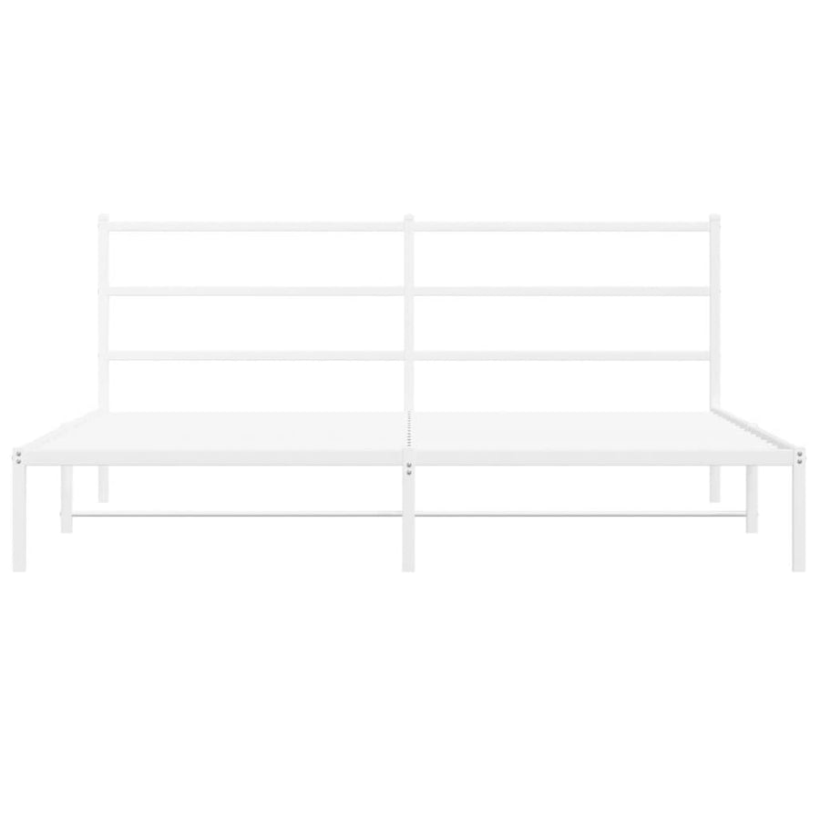 Bedframe Metaal 193 x 203 cm Wit met hoofdbord