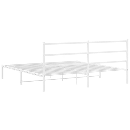 Bedframe Metaal 193 x 203 cm Wit met hoofdbord