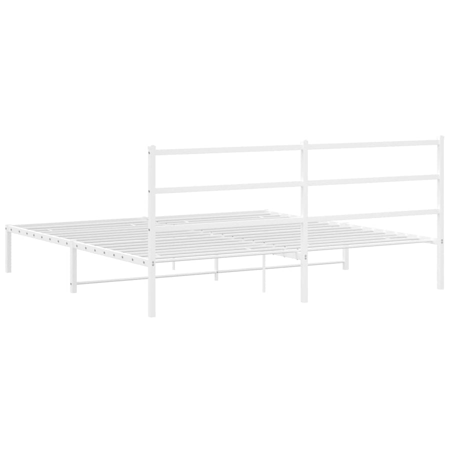 Bedframe Metaal 193 x 203 cm Wit met hoofdbord