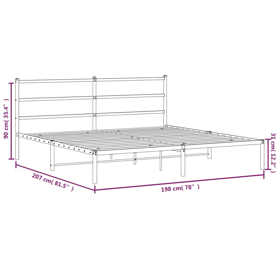 Bedframe Metaal 193 x 203 cm Wit met hoofdbord