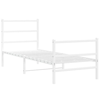 Bedframe Met Hoofd- En Voeteneinde Metaal 75 x 190 cm Wit met hoofdbord & voetbord