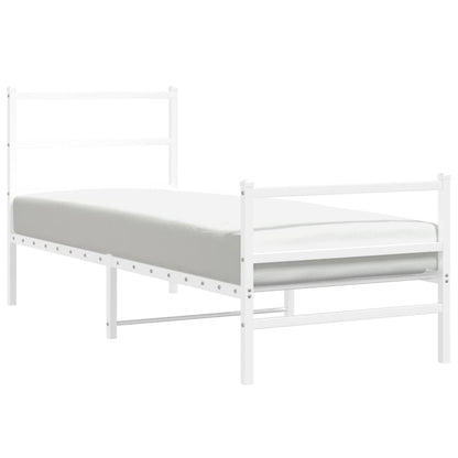 Bedframe Met Hoofd- En Voeteneinde Metaal 75 x 190 cm Wit met hoofdbord & voetbord