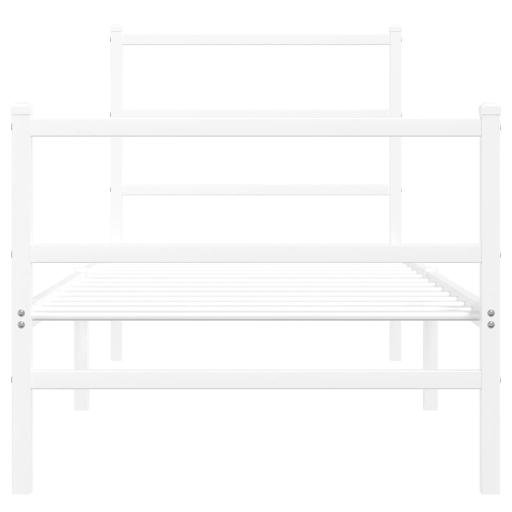 Bedframe Met Hoofd- En Voeteneinde Metaal 75 x 190 cm Wit met hoofdbord & voetbord