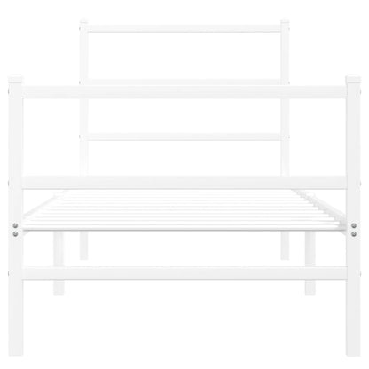 Bedframe Met Hoofd- En Voeteneinde Metaal 75 x 190 cm Wit met hoofdbord & voetbord