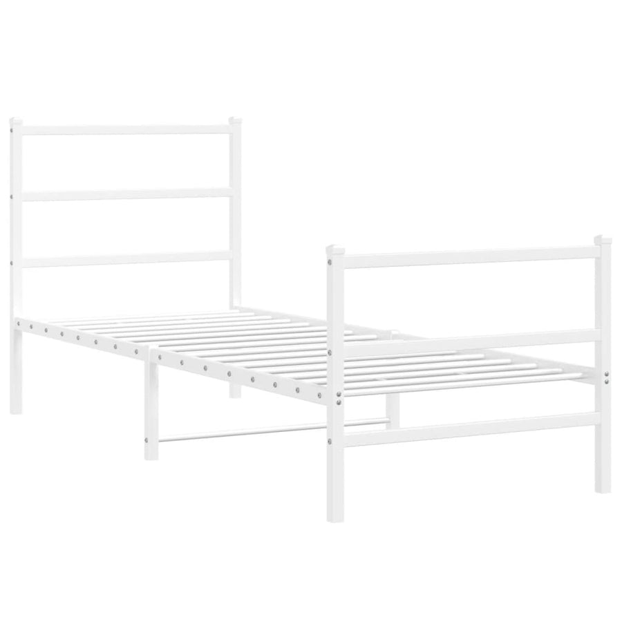 Bedframe Met Hoofd- En Voeteneinde Metaal 80 x 200 cm Wit met hoofdbord & voetbord