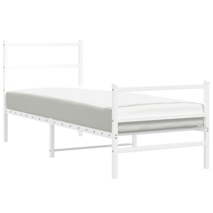 Bedframe Met Hoofd- En Voeteneinde Metaal 80 x 200 cm Wit met hoofdbord & voetbord