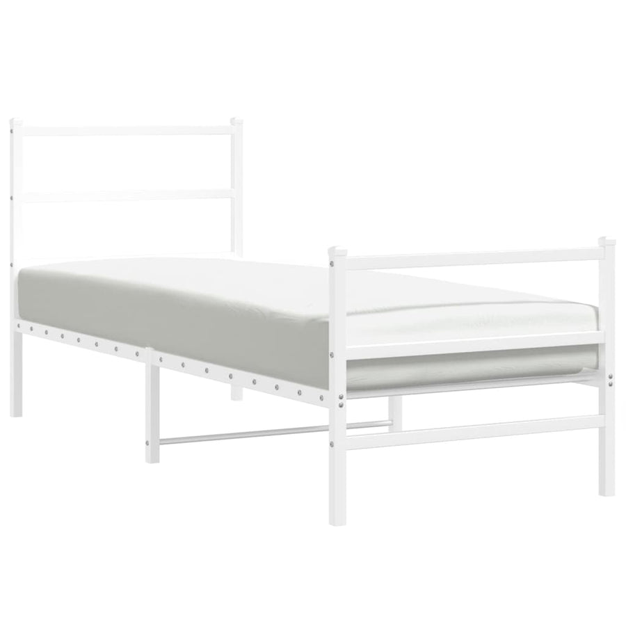 Bedframe Met Hoofd- En Voeteneinde Metaal 80 x 200 cm Wit met hoofdbord & voetbord