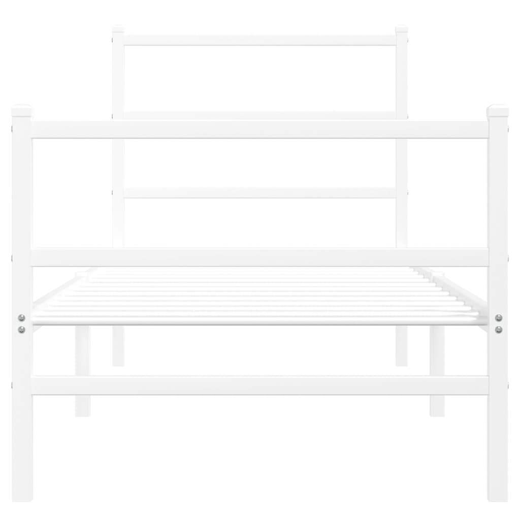 Bedframe Met Hoofd- En Voeteneinde Metaal 80 x 200 cm Wit met hoofdbord & voetbord