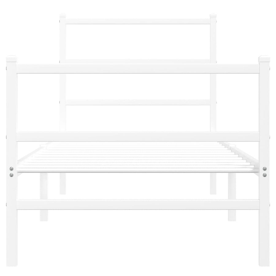 Bedframe Met Hoofd- En Voeteneinde Metaal 80 x 200 cm Wit met hoofdbord & voetbord