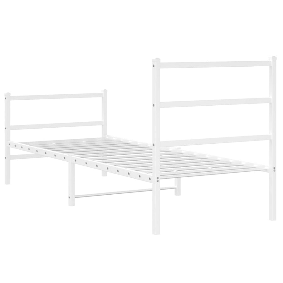 Bedframe Met Hoofd- En Voeteneinde Metaal 80 x 200 cm Wit met hoofdbord & voetbord