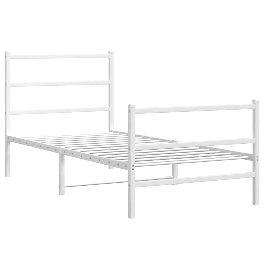 Bedframe Met Hoofd- En Voeteneinde Metaal 90 x 190 cm Wit met hoofdbord & voetbord