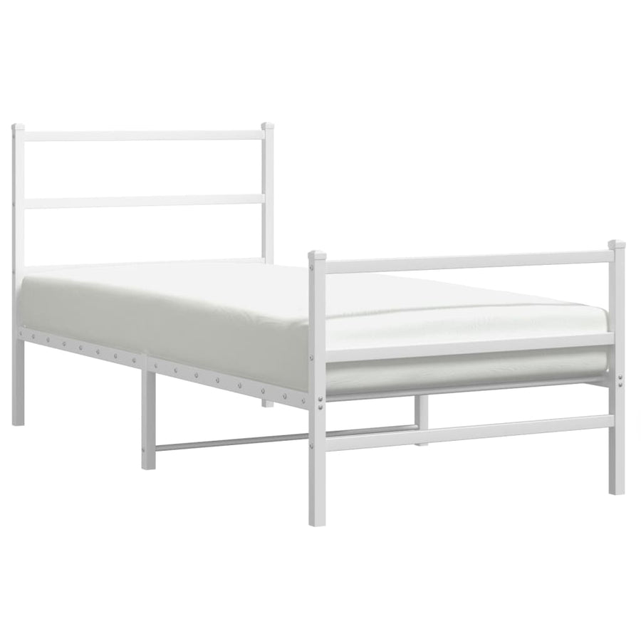 Bedframe Met Hoofd- En Voeteneinde Metaal 90 x 190 cm Wit met hoofdbord & voetbord