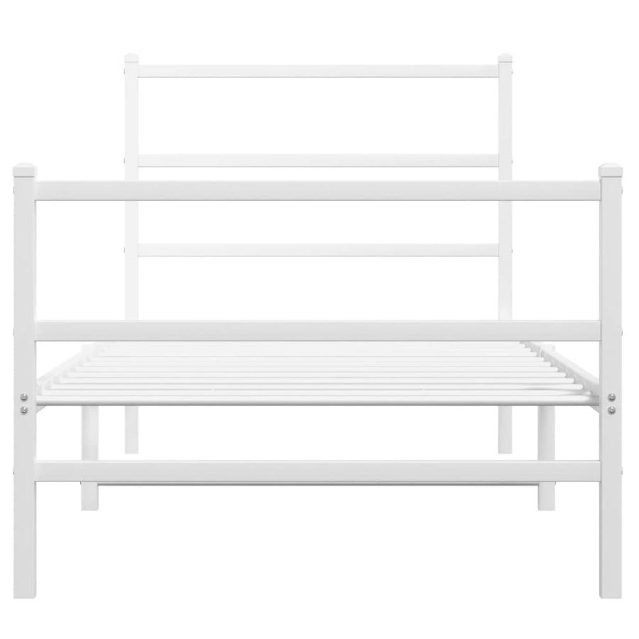 Bedframe Met Hoofd- En Voeteneinde Metaal 90 x 190 cm Wit met hoofdbord & voetbord