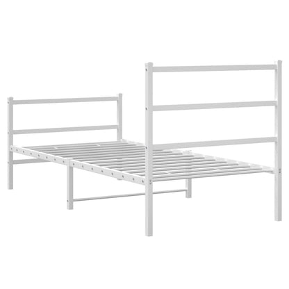 Bedframe Met Hoofd- En Voeteneinde Metaal 90 x 190 cm Wit met hoofdbord & voetbord