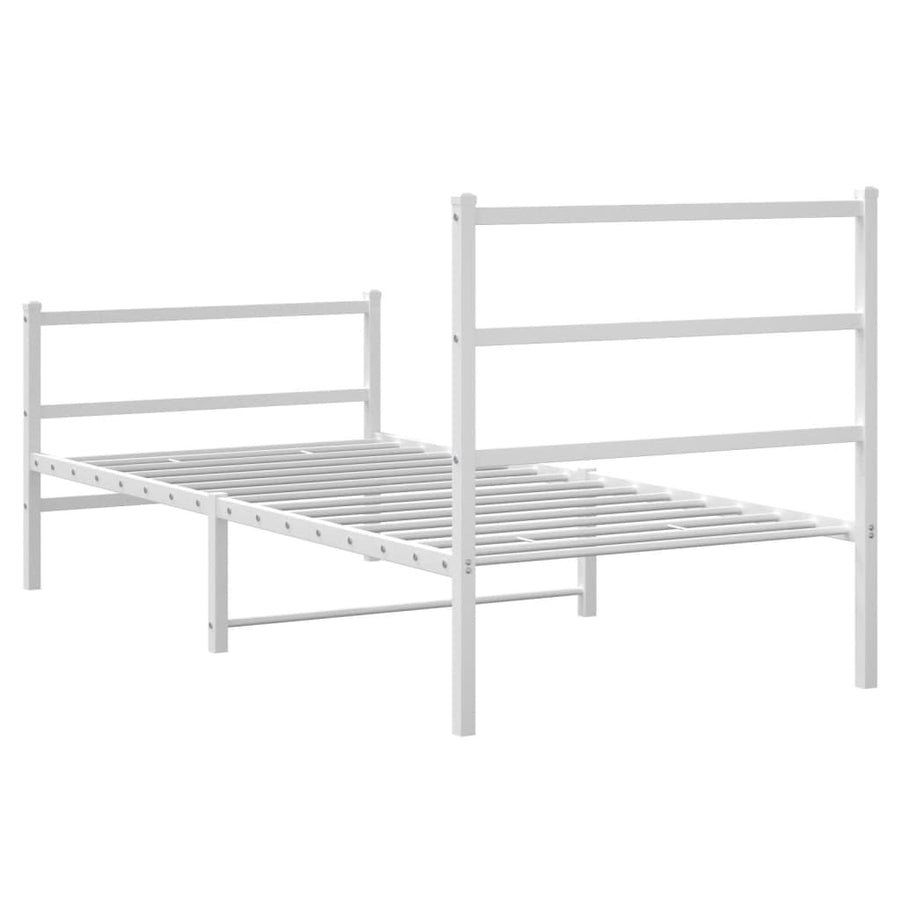 Bedframe Met Hoofd- En Voeteneinde Metaal 90 x 190 cm Wit met hoofdbord & voetbord