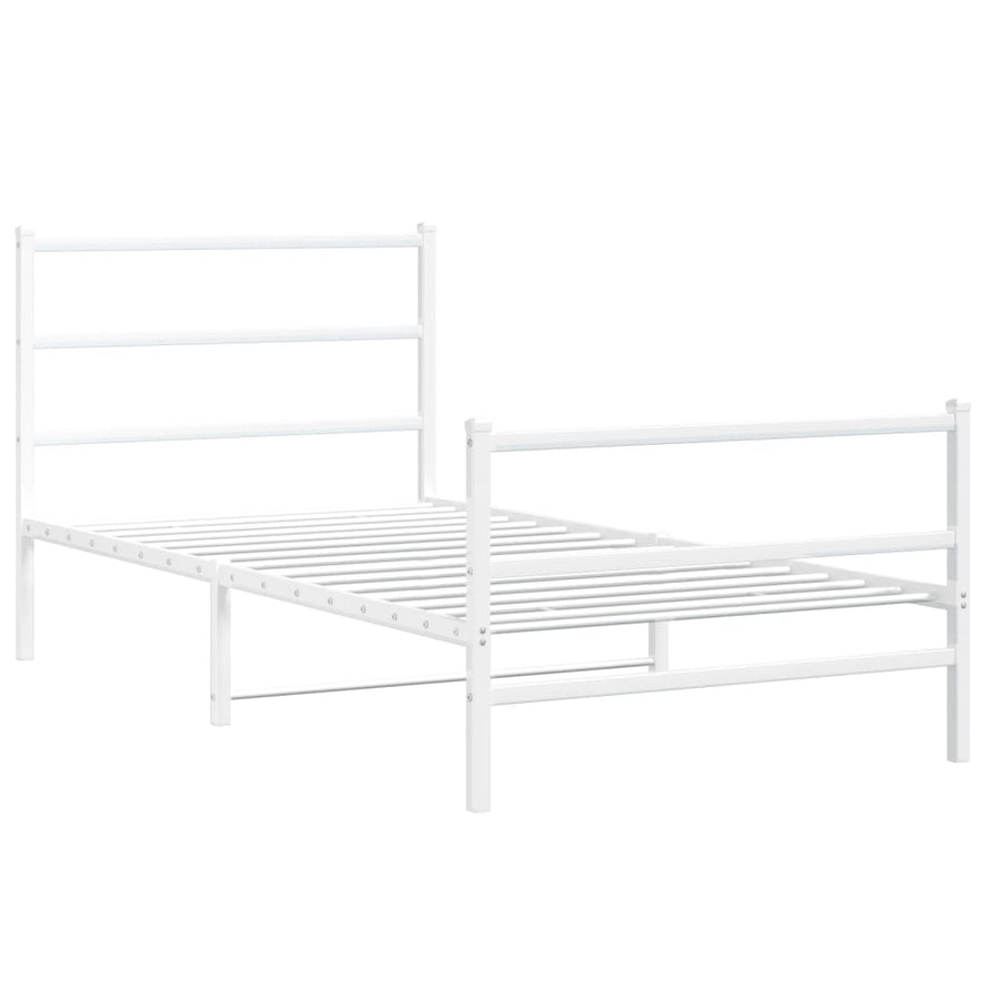 Bedframe Met Hoofd- En Voeteneinde Metaal 100 x 190 cm Wit met hoofdbord & voetbord