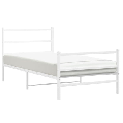 Bedframe Met Hoofd- En Voeteneinde Metaal 100 x 190 cm Wit met hoofdbord & voetbord