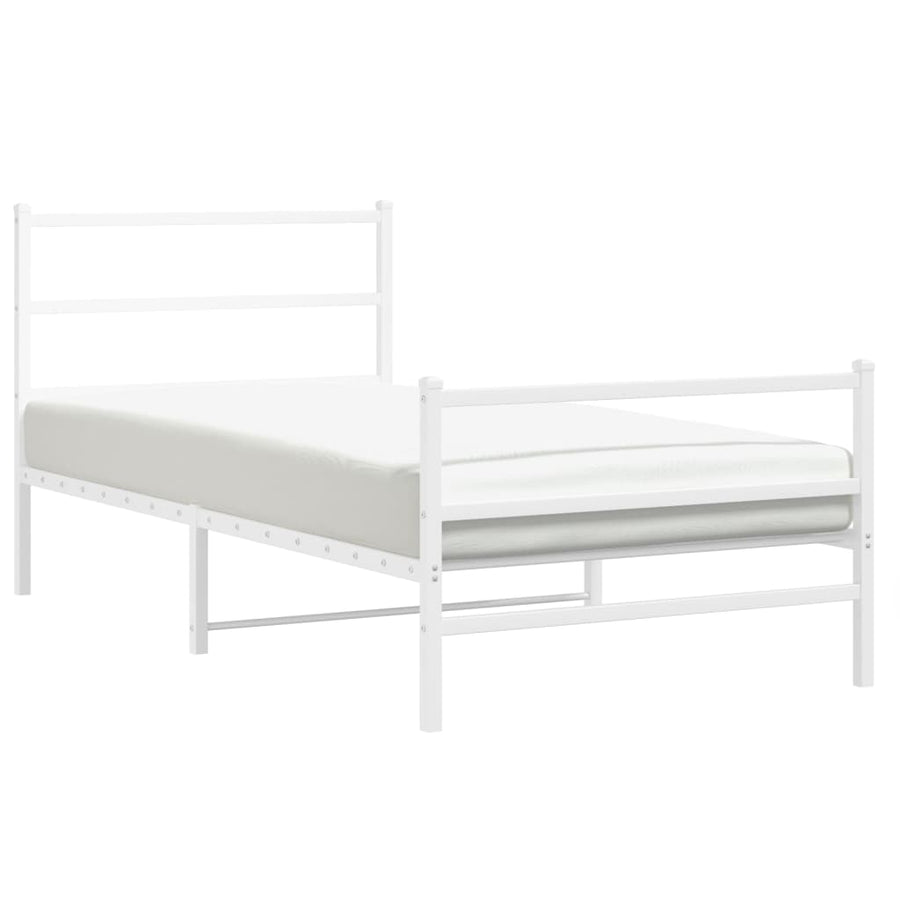 Bedframe Met Hoofd- En Voeteneinde Metaal 100 x 190 cm Wit met hoofdbord & voetbord