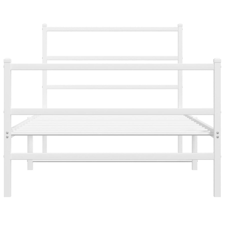 Bedframe Met Hoofd- En Voeteneinde Metaal 100 x 190 cm Wit met hoofdbord & voetbord