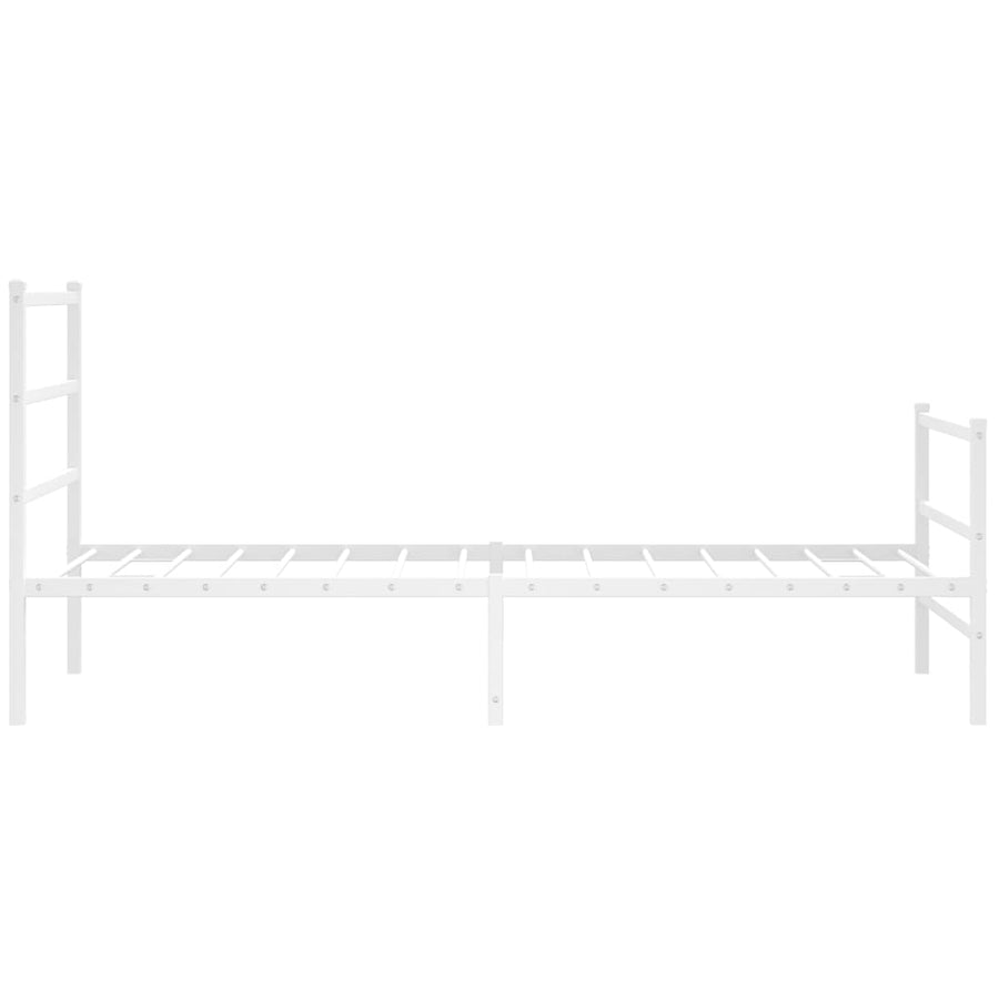 Bedframe Met Hoofd- En Voeteneinde Metaal 100 x 190 cm Wit met hoofdbord & voetbord