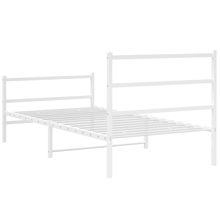 Bedframe Met Hoofd- En Voeteneinde Metaal 100 x 190 cm Wit met hoofdbord & voetbord