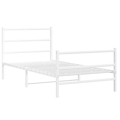 Bedframe Met Hoofd- En Voeteneinde Metaal 100 x 200 cm Wit met hoofdbord & voetbord