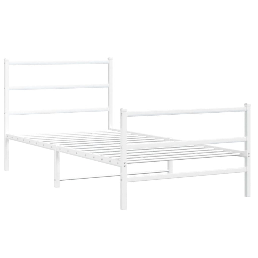 Bedframe Met Hoofd- En Voeteneinde Metaal 100 x 200 cm Wit met hoofdbord & voetbord