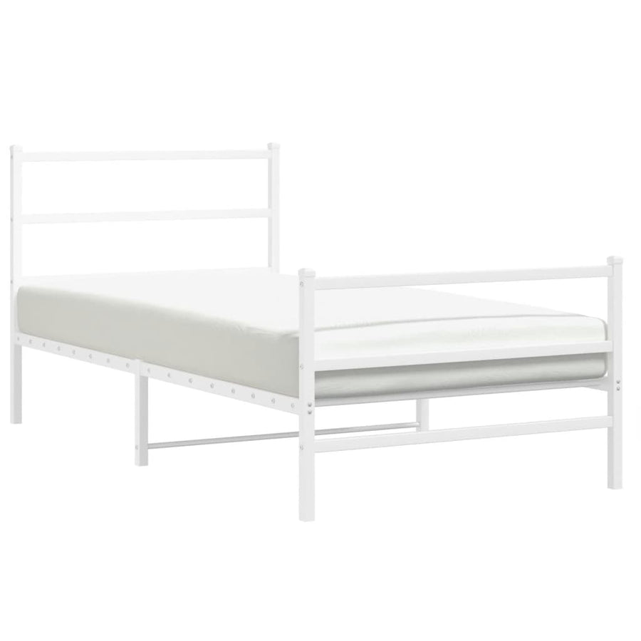 Bedframe Met Hoofd- En Voeteneinde Metaal 100 x 200 cm Wit met hoofdbord & voetbord