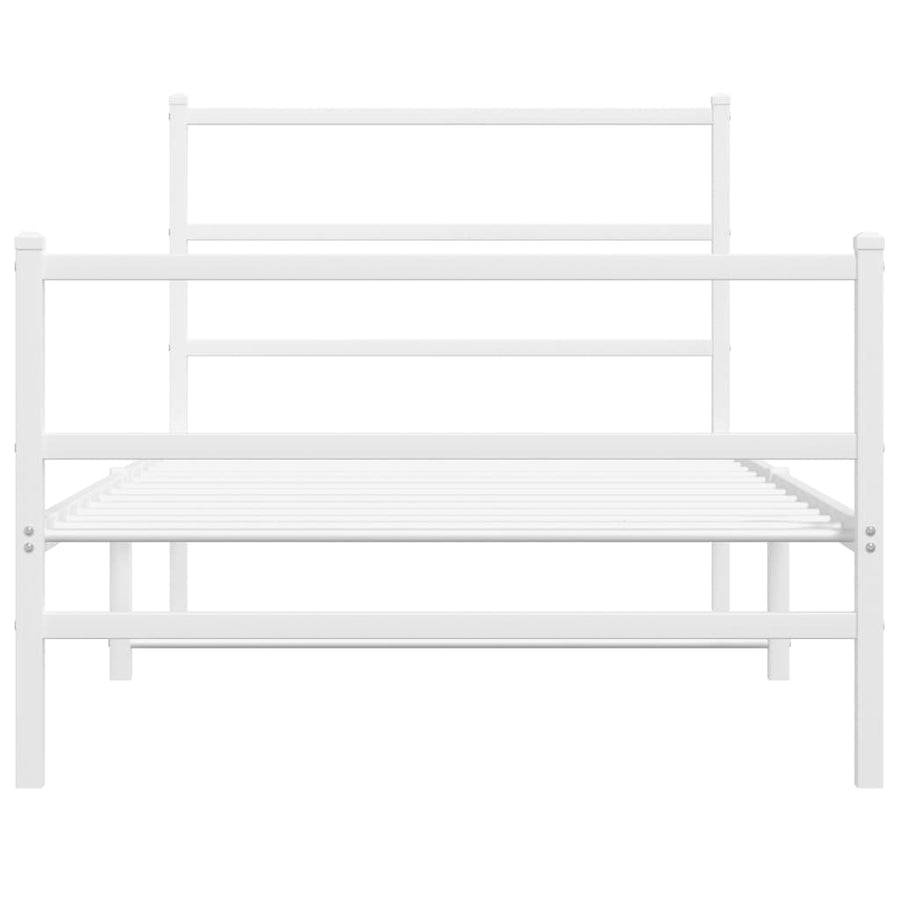 Bedframe Met Hoofd- En Voeteneinde Metaal 100 x 200 cm Wit met hoofdbord & voetbord