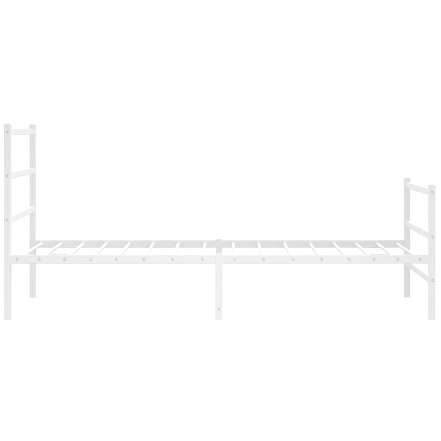Bedframe Met Hoofd- En Voeteneinde Metaal 100 x 200 cm Wit met hoofdbord & voetbord