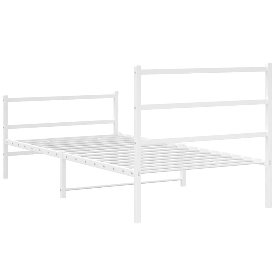 Bedframe Met Hoofd- En Voeteneinde Metaal 100 x 200 cm Wit met hoofdbord & voetbord