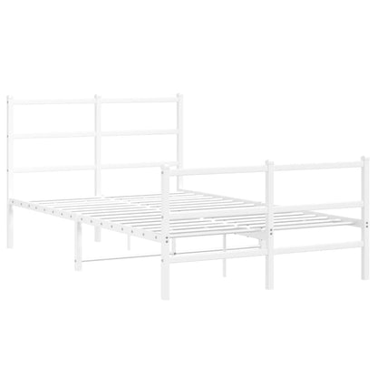 Bedframe Met Hoofd- En Voeteneinde Metaal 120 x 190 cm Wit met hoofdbord & voetbord