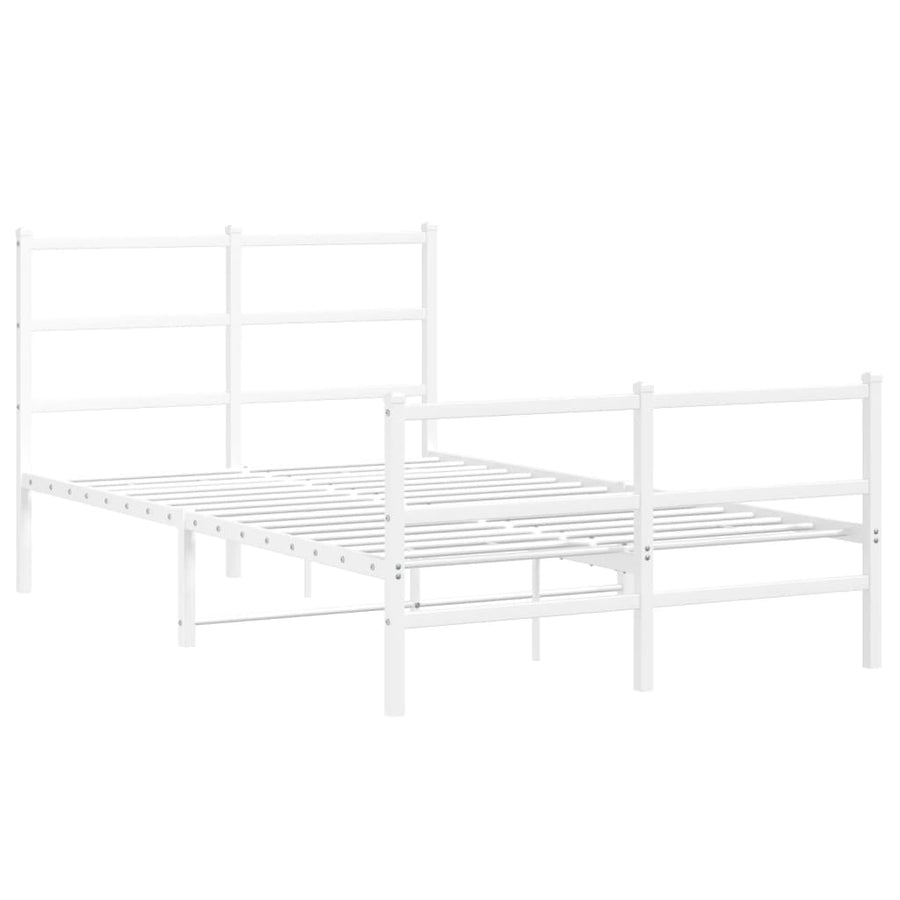 Bedframe Met Hoofd- En Voeteneinde Metaal 120 x 190 cm Wit met hoofdbord & voetbord