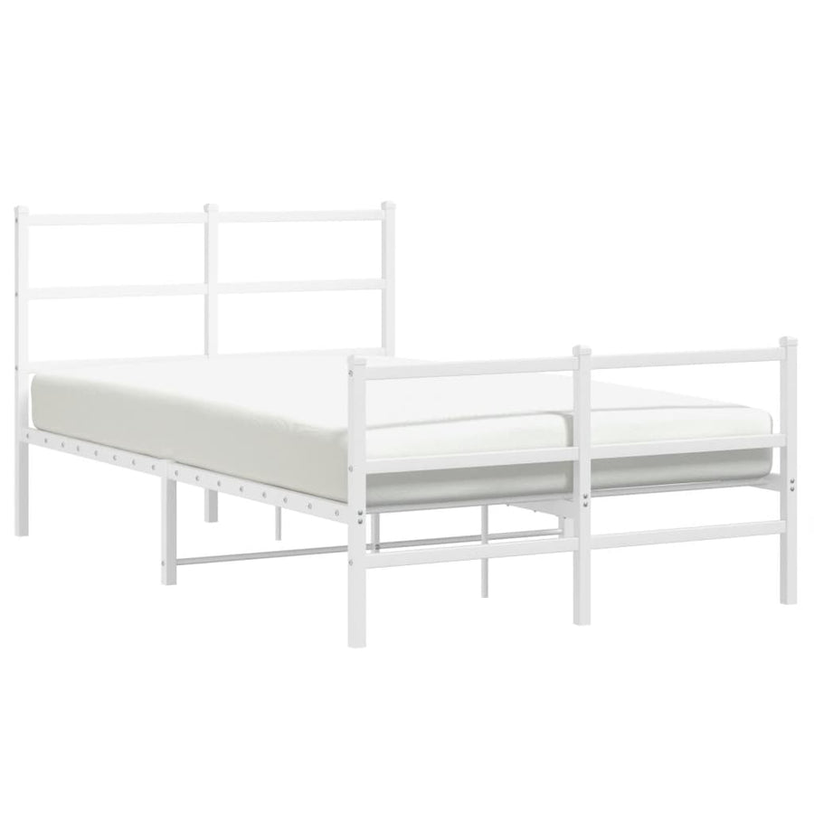 Bedframe Met Hoofd- En Voeteneinde Metaal 120 x 190 cm Wit met hoofdbord & voetbord