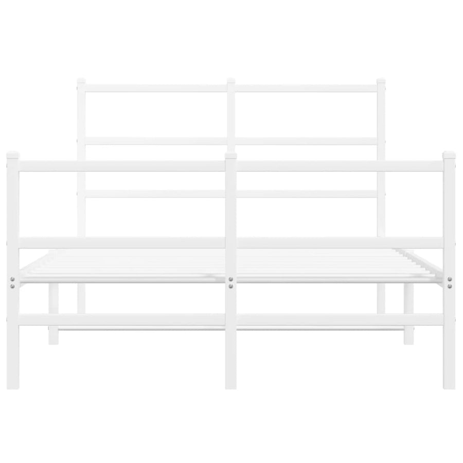 Bedframe Met Hoofd- En Voeteneinde Metaal 120 x 190 cm Wit met hoofdbord & voetbord