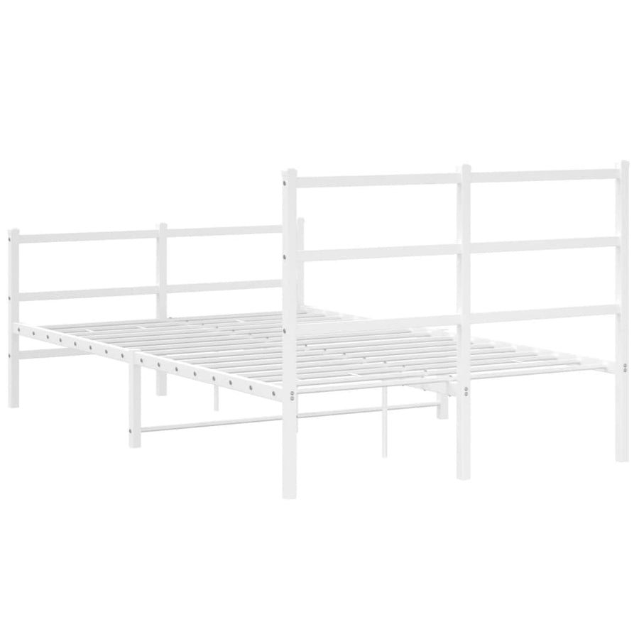 Bedframe Met Hoofd- En Voeteneinde Metaal 120 x 190 cm Wit met hoofdbord & voetbord