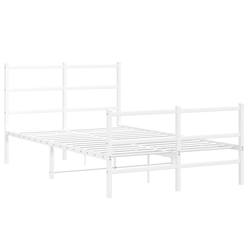 Bedframe Met Hoofd- En Voeteneinde Metaal 120 x 200 cm Wit met hoofdbord & voetbord