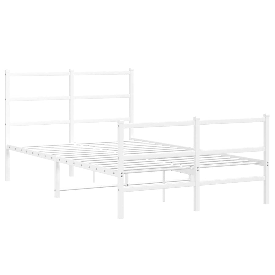 Bedframe Met Hoofd- En Voeteneinde Metaal 120 x 200 cm Wit met hoofdbord & voetbord