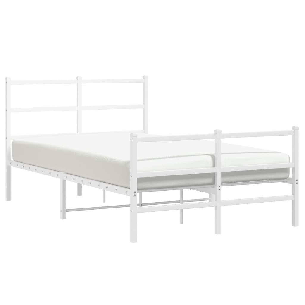 Bedframe Met Hoofd- En Voeteneinde Metaal 120 x 200 cm Wit met hoofdbord & voetbord
