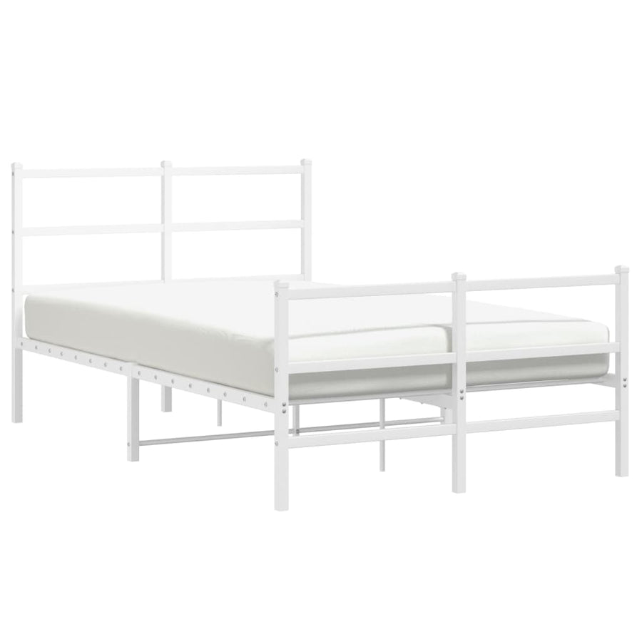 Bedframe Met Hoofd- En Voeteneinde Metaal 120 x 200 cm Wit met hoofdbord & voetbord