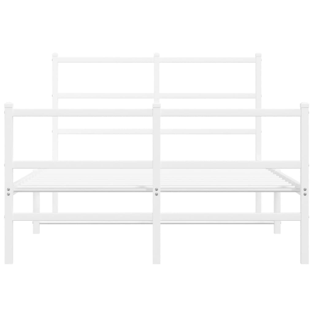 Bedframe Met Hoofd- En Voeteneinde Metaal 120 x 200 cm Wit met hoofdbord & voetbord