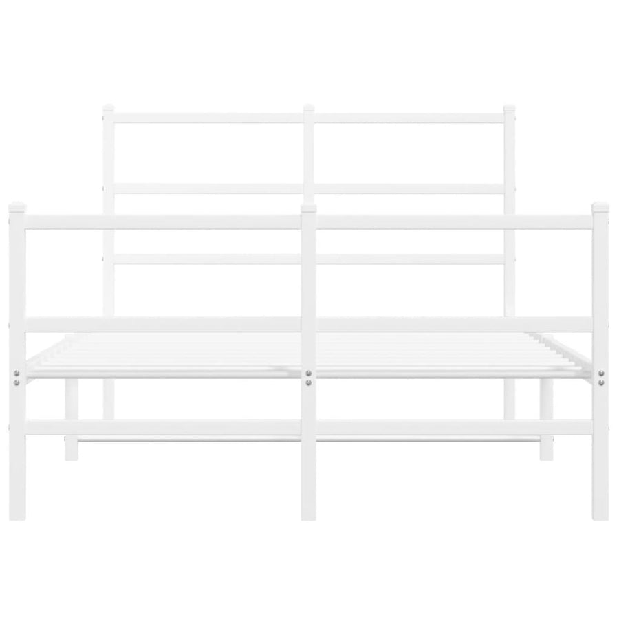 Bedframe Met Hoofd- En Voeteneinde Metaal 120 x 200 cm Wit met hoofdbord & voetbord