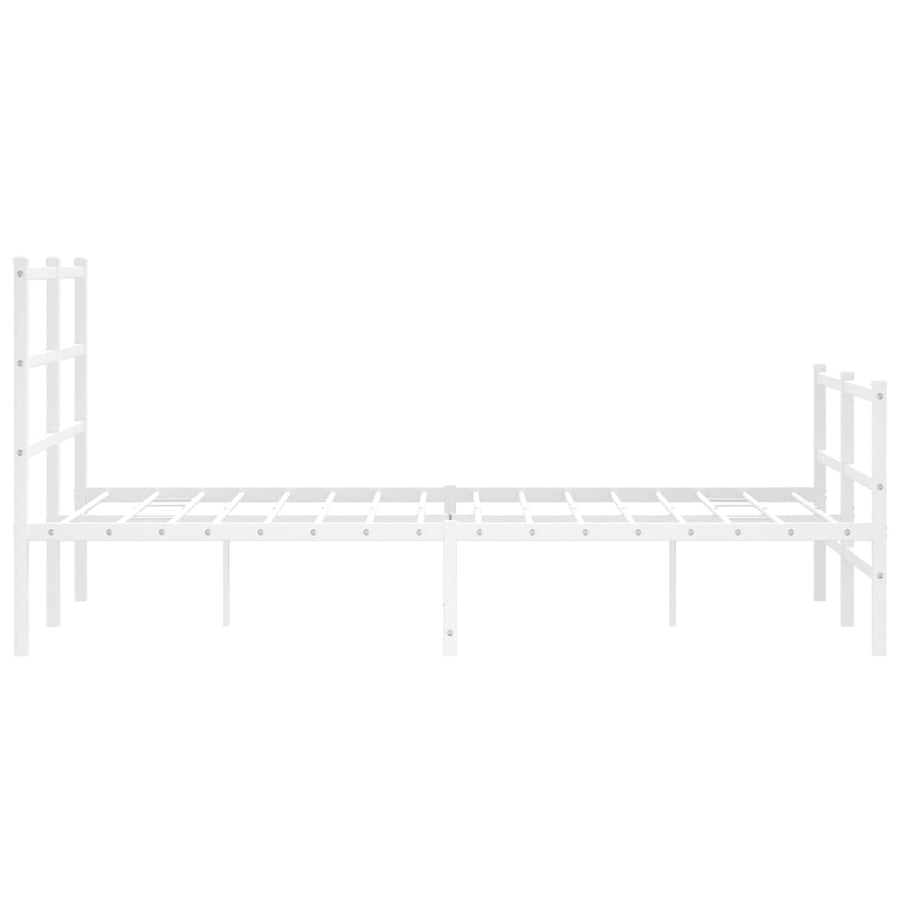 Bedframe Met Hoofd- En Voeteneinde Metaal 120 x 200 cm Wit met hoofdbord & voetbord