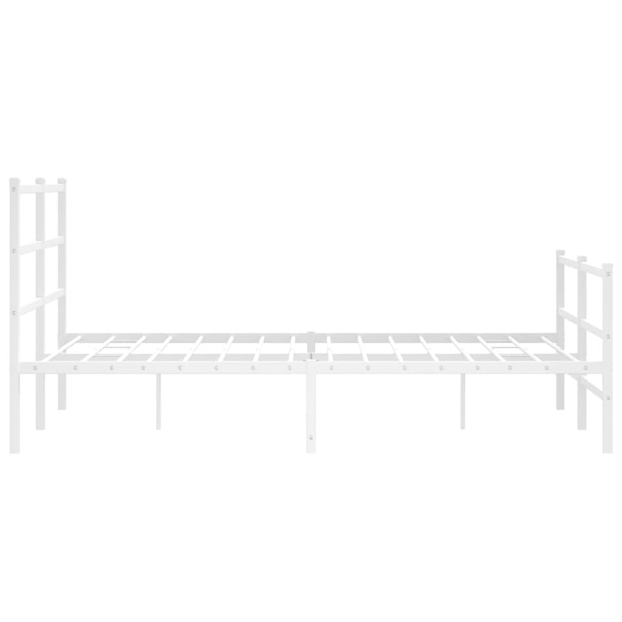 Bedframe Met Hoofd- En Voeteneinde Metaal 135 x 190 cm Wit met hoofdbord & voetbord