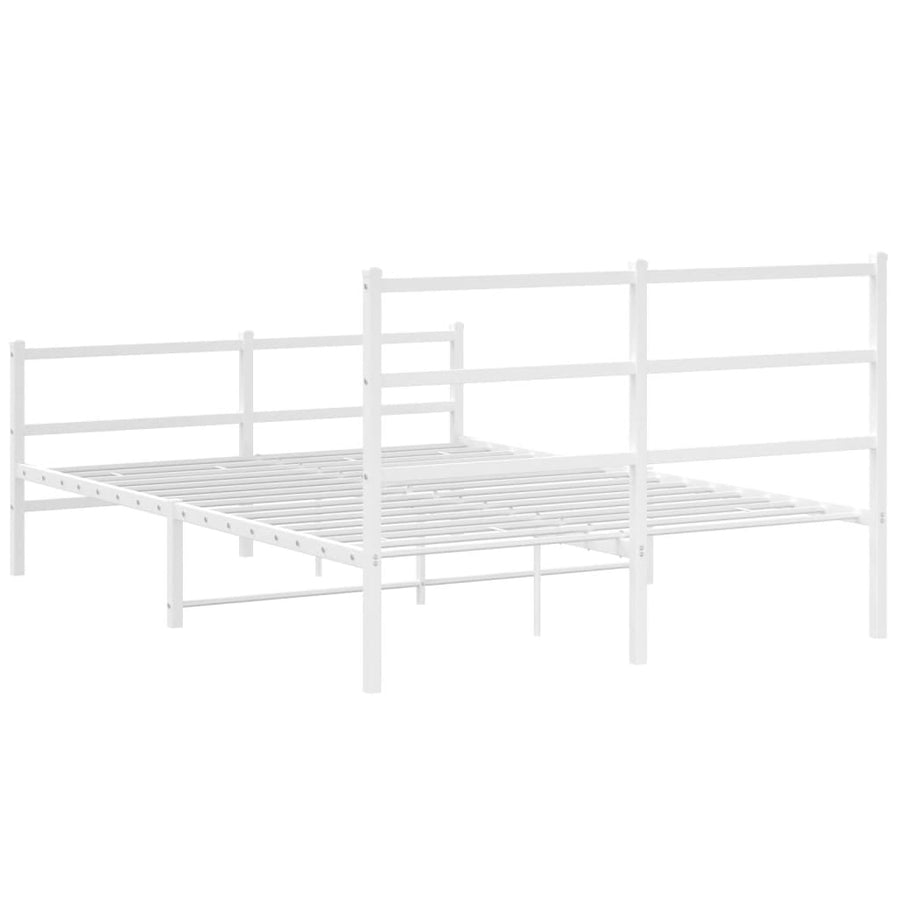 Bedframe Met Hoofd- En Voeteneinde Metaal 135 x 190 cm Wit met hoofdbord & voetbord