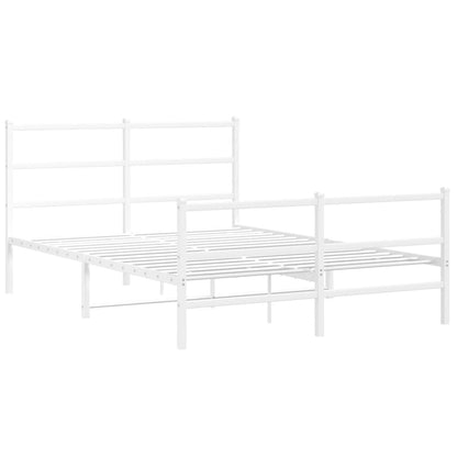 Bedframe Met Hoofd- En Voeteneinde Metaal 140 x 190 cm Wit met hoofdbord & voetbord